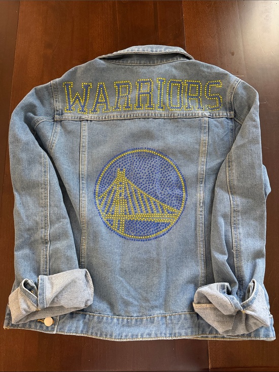Jackets & Blazers - Golden State Warriors jean jacket. Custom designed w/ swarovski rhinestones.